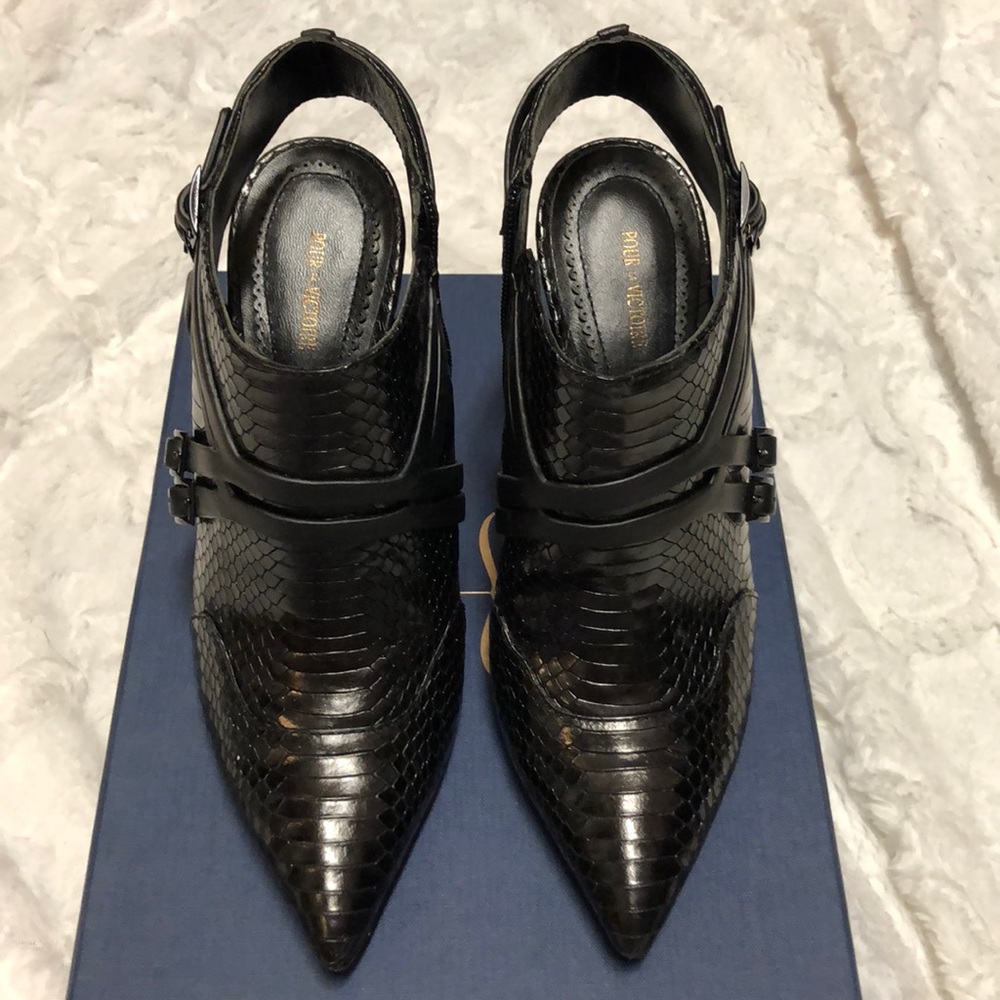 Pour La Victoire Neva Snakeskin Leather Bootie